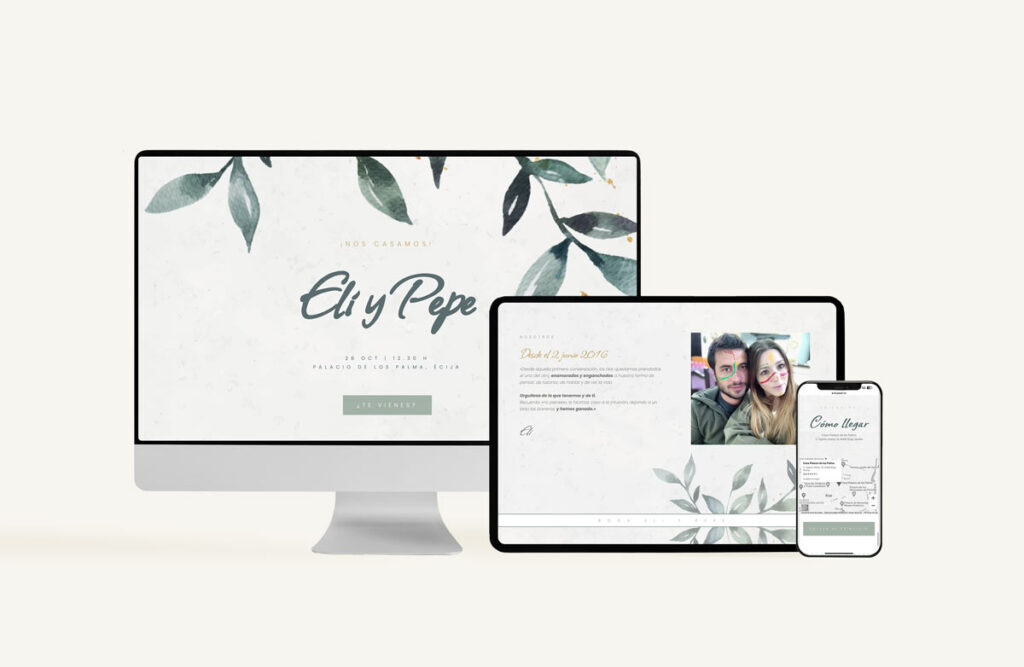 Diseño web invitación de boda cometaweb