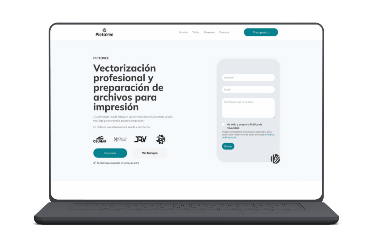Caso Diseño web One Page Pictovec – Cometa Web1
