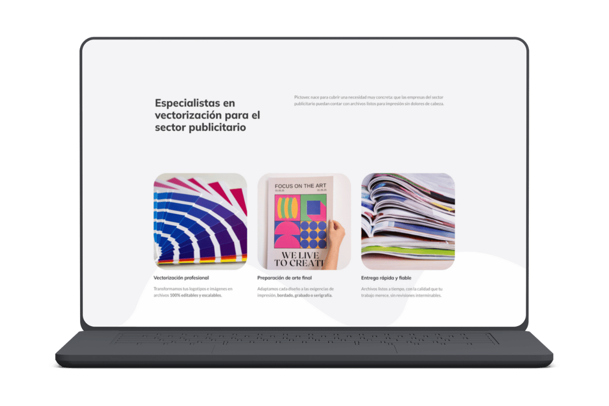 Caso Diseño web One Page Pictovec – Cometa Web3