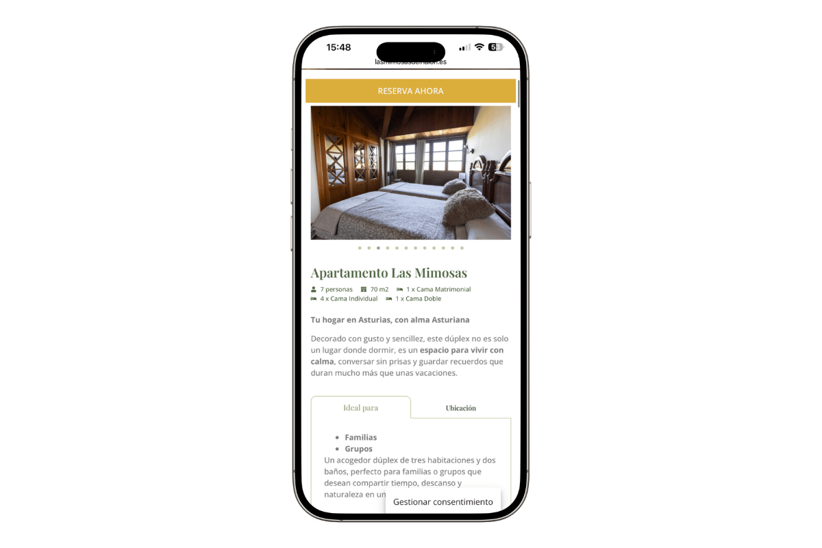 Diseño web Apartamentos turisticos Asturias – Cometa Web 11