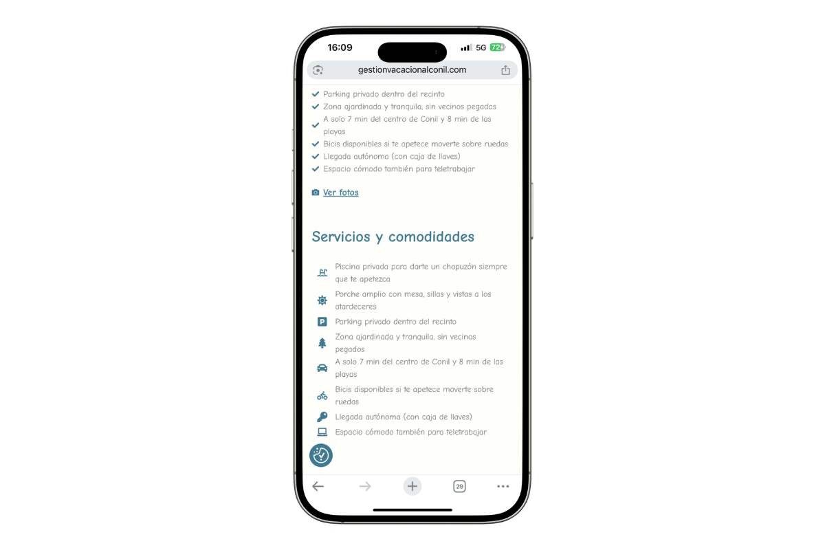 Diseño web Gestión Vacacional Conil – Cometa Web 15