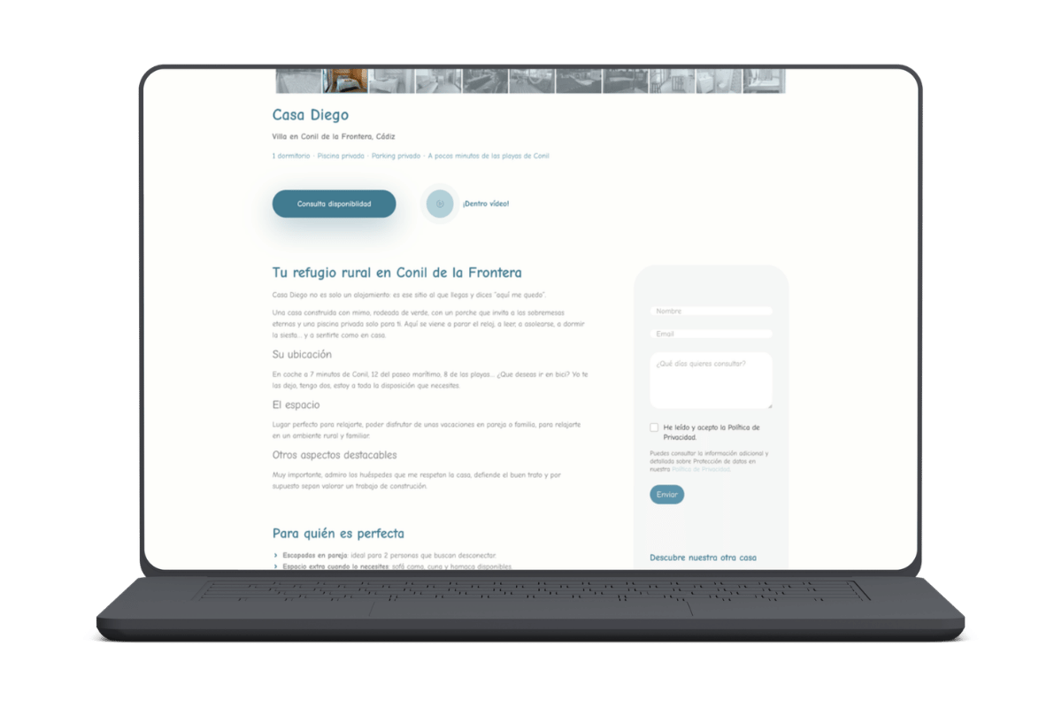 Diseño web Gestión Vacacional Conil – Cometa Web 7